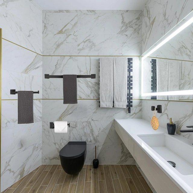 Bathroom Hardware Set Bathroom Accessories Black Robe Hook Towel Rail Bar Rack Bar Shelf Tissue Paper Holder Toothbrush Holder