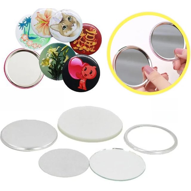 100PCS Mini Cosmetic Mirror DIY Round Materials 58mm/75mm Women Makeup Tool Travel Accessories Gift Suitable for Badge Machine