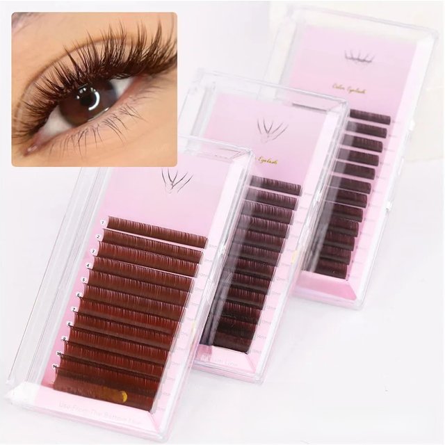Lashprofessor Brown Colored Lashes Extension Individual Mink Colour False Eyelashes Dark Brown Mocha Color Lash for Makeup Cilio