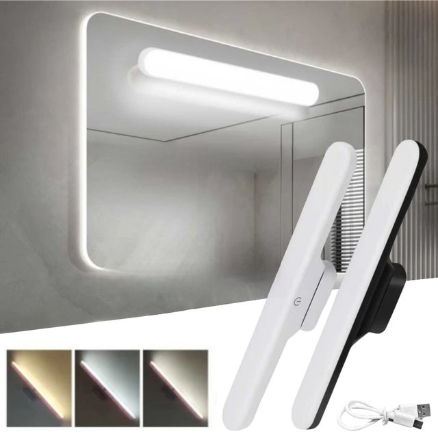 LED Makeup Mirror Light USB Rechargeable Stepless Dimming Magnetic Vanity Lamp For Bedroom Selfie Wardrobe Bathroom Lighting