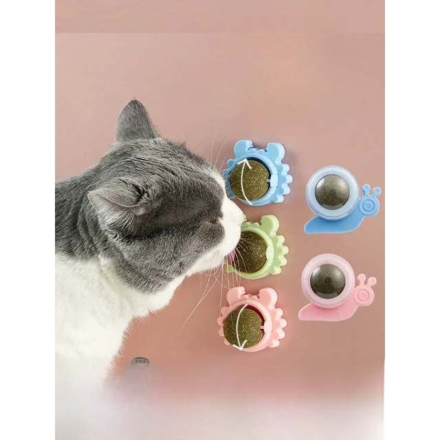 1PC Natural Cats Candy Snack Ball Rotatable Toy Catnip Pure Cat Molar Toothpaste Edible Bolus Teeth Cleaning Bite-resistant Toys