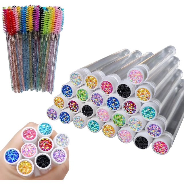 50Pcs Eyelash Brushes Tubes With Lash Mascara Wands Eyebrow Comb Spoolies Container Disposable Makeup Tool Applicator