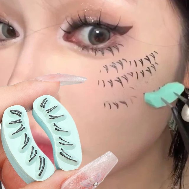 Lower Eyelashes Seals DIY Eyelash Stamps Eyeliner for Beginner Waterproof Natural Looking Make Up Applicator Cosmetics Tool