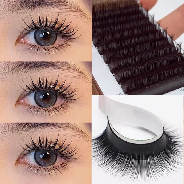 Camellia False Eyelash Extensions Natural Soft Easy Fanning Individual Lashes 0.05 0.07 LJ LB LC LD LU Types Makeup