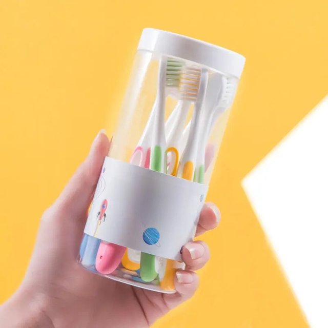 8 PCS Children's Toothbrush Soft Bristle Advanced Toothbrush Household Supplies Daily Necessities Convenient Barrel Packaging