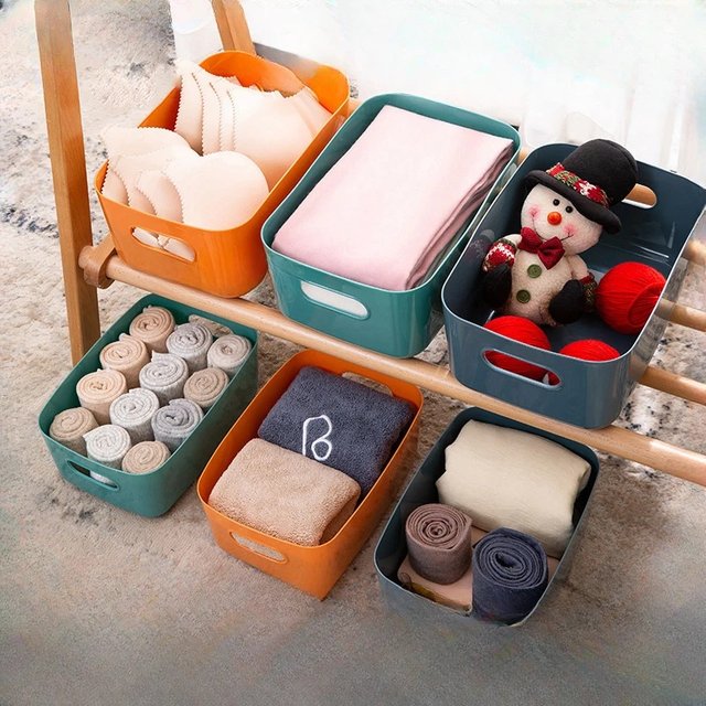 1PCS Desktop Storage Basket, Home, Office, Kitchen, Bedroom, Multi-function Cosmetic Storage Box, Plastic Finishing Bag