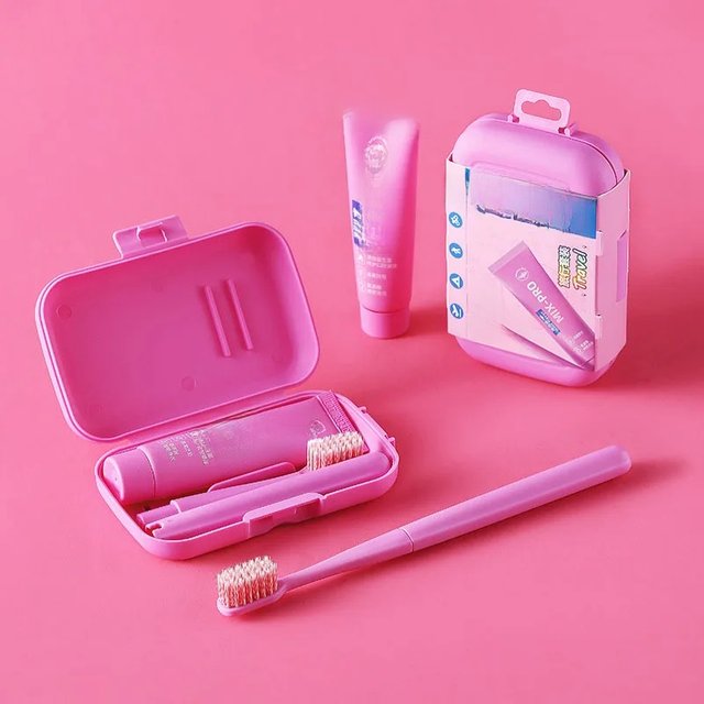 Portable Toothbrush Set Travel Camping Wash Bag Outdoor Dental Cleaning Care Tool Detachable Screw Toothbrush with Toothpaste