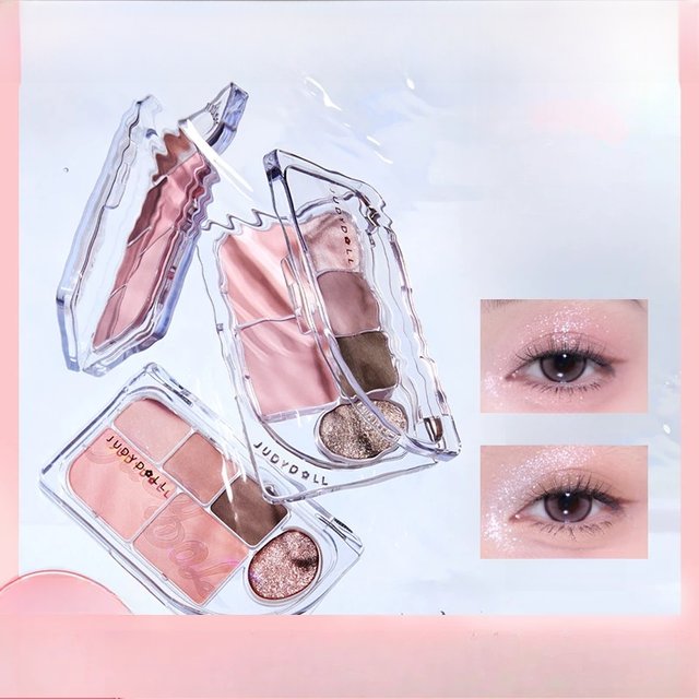 Judydoll 6color matte shine eyeshadow plate earth color comprehensive plate blush daily low saturation face makeup