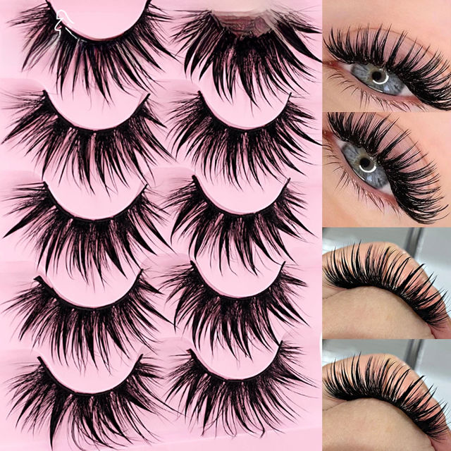 Free Shipping A Shape Spike Wet Lashes 5 Pairs Cosplay Anime Manga Lashes Female Makeup New 3d Faux Mink Eyelashes Supplies