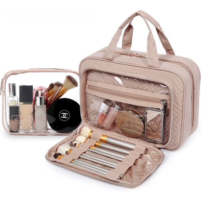 BAGSMART Women's Cosmetic Bag for Makeup Pouch Organizer Bag Travel Large Waterproof Toilet Bags Ladies Make Up Bag