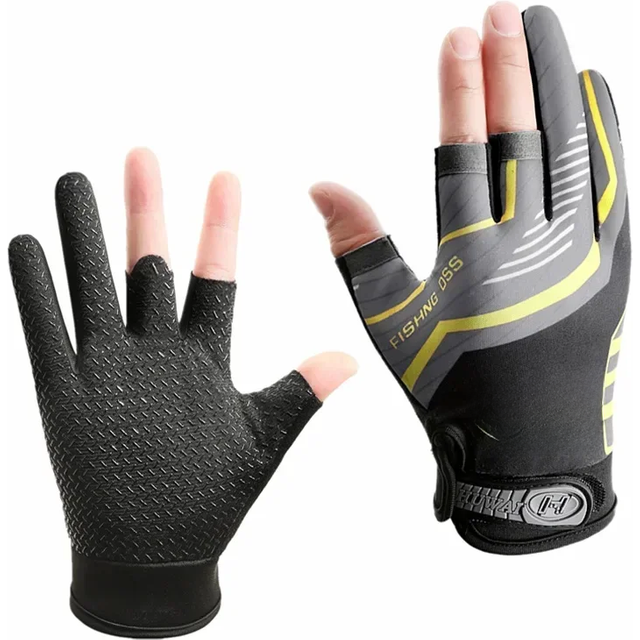 High Quality Fishing Gloves for men Summer Fishing Road Sub Sunscreen and Anti Slip Ice Silk Breathable Thin Three Finger Gloves