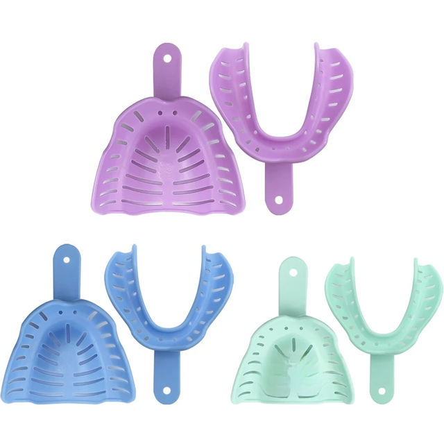 6pcs/set Dental Impression Plastic Tray Colorful Teeth Holder Oral Care Tools Dentistry Laboratory Materials S/M/L