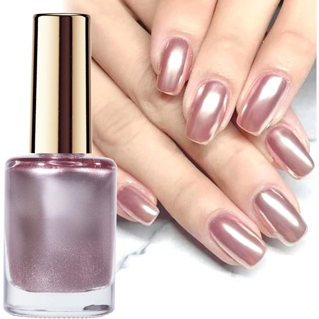 Tinovo Uno Nail Polish Metallic Rose Gold Nail Strengthener Fast Drying Mirror Normal Nails Lacquer Varnish for Manicure Nailart