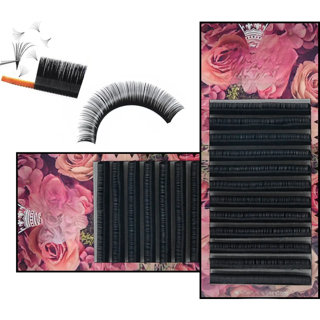 MASSCAKU Easy Fan Makeup Lashes Auto Blooming Eyelash Extensions for Professional Eye Lash Building 0.05/0.07/0.10 Faux Mink