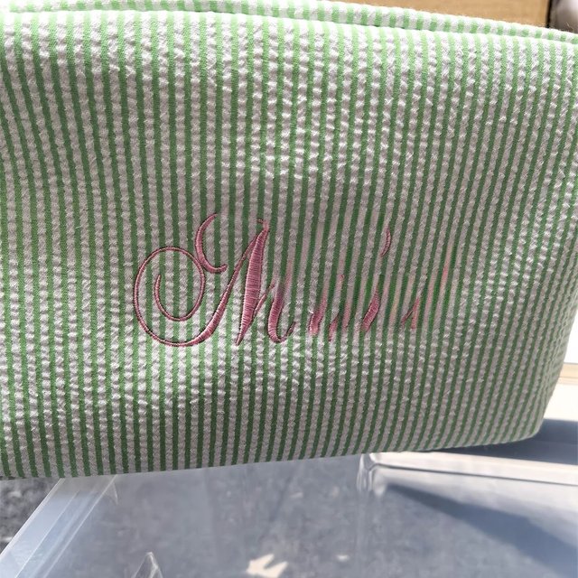 Cosmetic Bag Personalized Name Women's Birthday Gift Travelling Toiletry Bag Cotton Wedding Bride Gift Bag with Embroidered Name