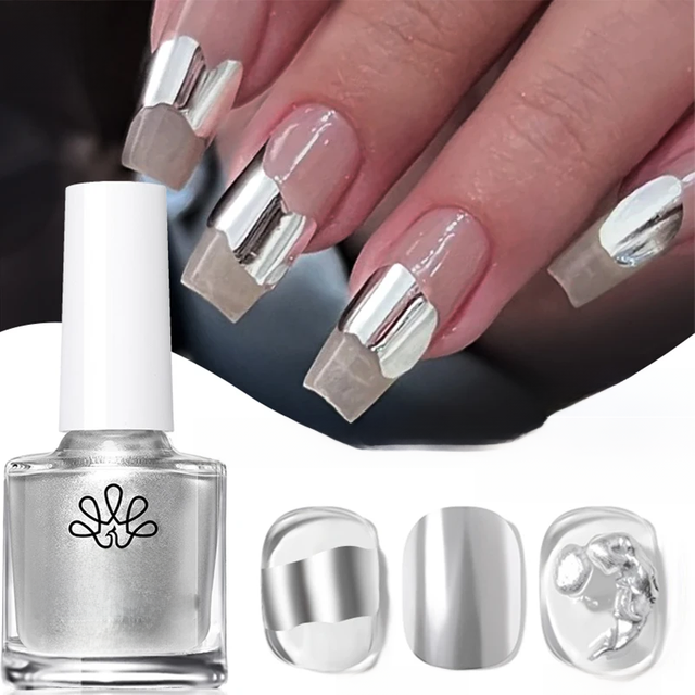 BORN PRETTY Silver Metal Watercolor Nail Polish Ink Natural Air Dry Clear Blossoming Effect Gradient Ink for Diy Marble Nails