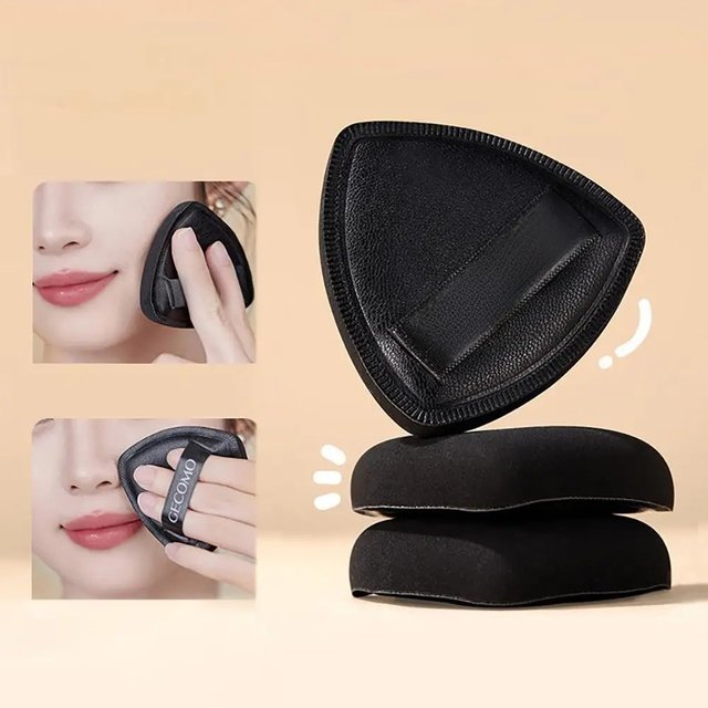 GECOMO Soft Triangular Black Powder Puff Wet And Dry Dual-use Concealer Makeup Cushion