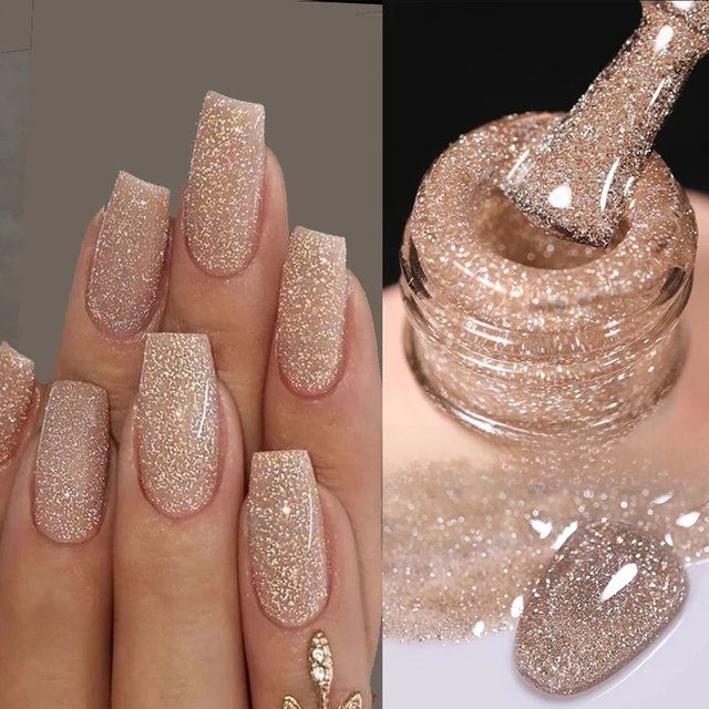 UR SUGAR 15ml Champagne Gold Sliver Reflective Glitter Gel Nail Polish Varnish Semi Permanent Soak Off UV Gel For Manicure Art