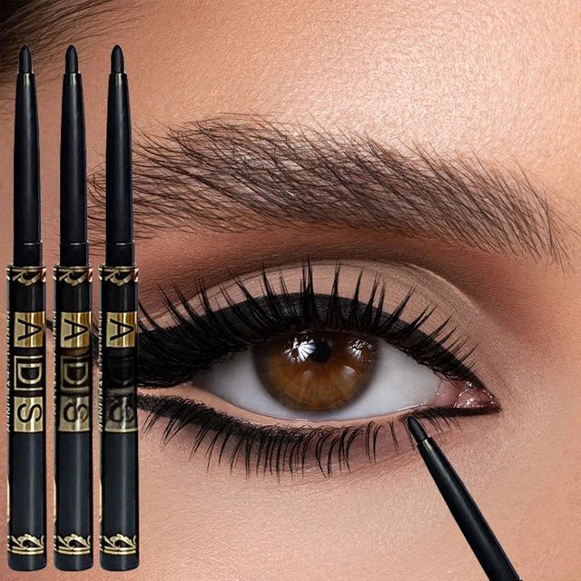 3pcs Black Eyeliner Pencils -Waterproof, Sweatproof & Smudge-Proofwith Easy Twist Application for Flawless Eye Makeup