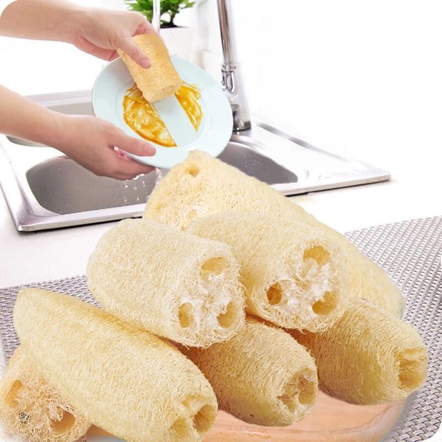 1/3Pcs Natural Loofah Sponge Multi-purpose Kitchen Cleaning Tool Dish Washing Sponge Long Shower Body Scrubber Loofah Dishcloth