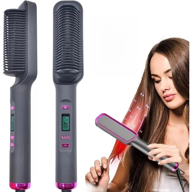 Electric Hot Comb Multifunctional Straight Hair Straightener Comb Negative Ion Anti-Scalding Styling Tool Straightening Brush