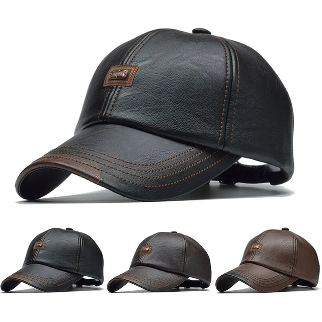 Pu Leather Letter Label Baseball Caps Spring and Autumn Outdoor Adjustable Casual Hats Sunscreen Hat