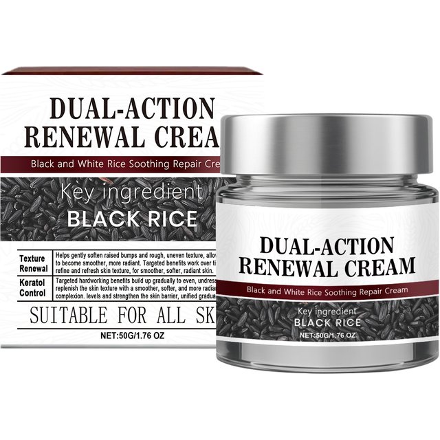 Dual-Action Renewal Face Cream Black White Rice Smooth Skin Blemish Remover Deep Hydration Soothing Repair Cream Moisturizer 50g
