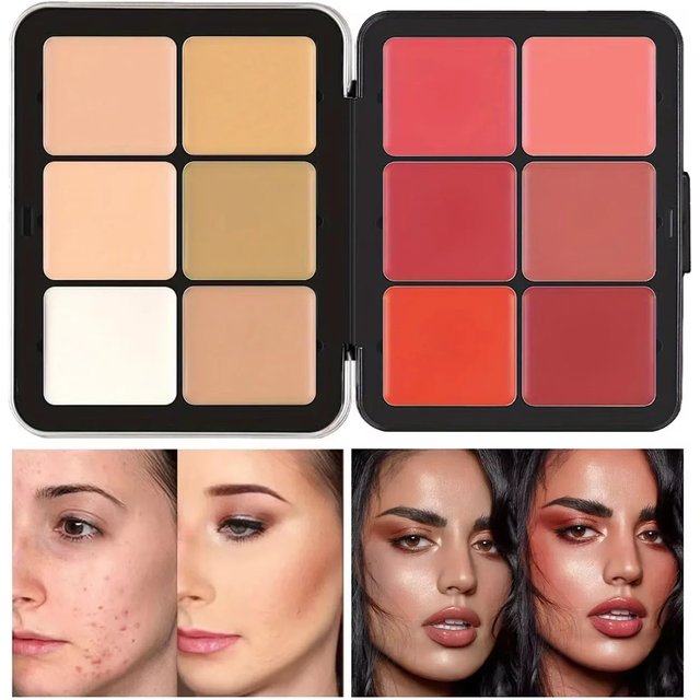 12-Color Iron Box Concealer Blush Cream Matte Highlight Contour Makeup All-in-One Palette
