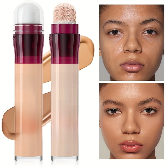 New Sponge Head Concealer for Dark Circles Freckles Acne Pigmentation and Blemishes Long Lasting Moisturizing Liquid Foundation