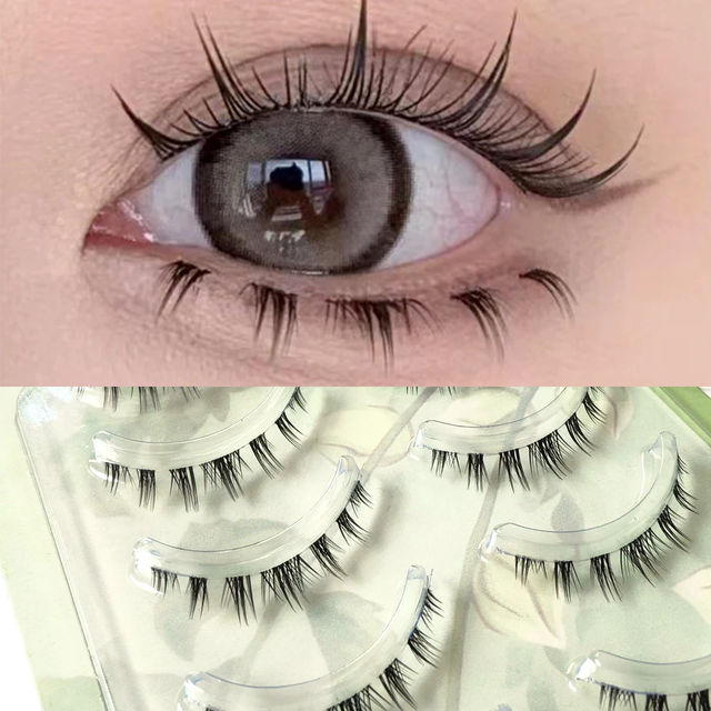 5 Pairs Thick Lower Eyelashes Clear Band Under Eye Lashes Soft Lower Eyelash Handmade Manga Bottom Lashes Makeup Tools