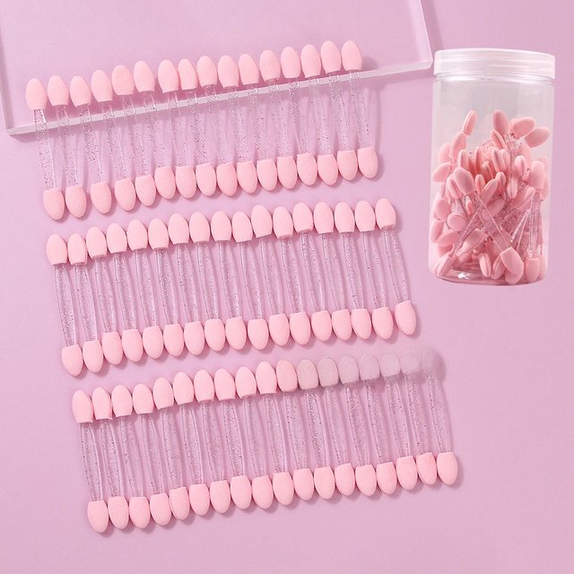 50pcs Disposable Eye Shadow Brush Makeup Dual Sided Sponge Nylon Set Eye Shadow Brushes For Cosmetic Applicator Makeup Tools