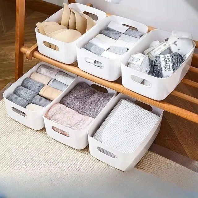 Kitchen storage box with three sizes rectangular cosmetics classification office snack storage basket box
