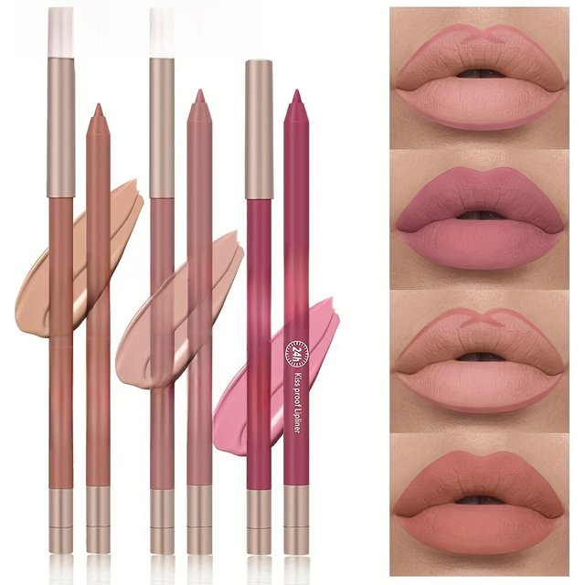BEAUTY GLAZED 10 Color Nude Lip Liner Natural Long-Lasting Waterproof Matte Effect Easy-To-Color and Non-Smudge Lip Liner
