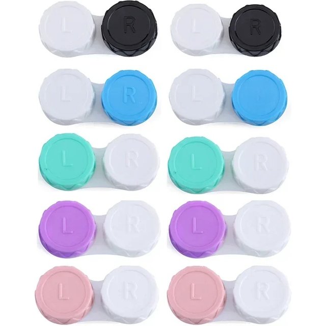 10pc Contact Lens Case for Eyes Travel Kit Holder Glass Cosmetic Contact Lenses Case Box Container Travel Accessaries Black