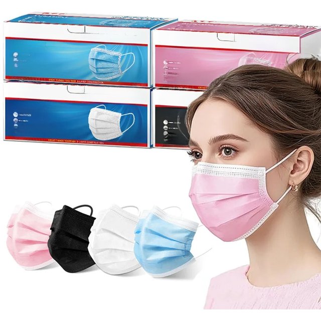 50/100Pack Disposable Protective Face Mask for Adult Breathable 3-Layer Breathable Anti-Dust Masks for Daily Travel Work School