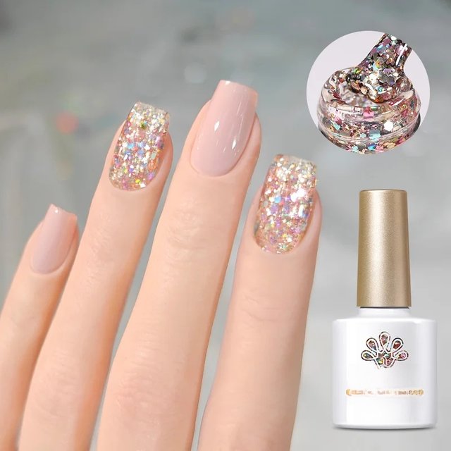 BORN PRETTY 10ml Holographic Glitter Sequins Gel Nail Polish Semi Permanent Soak Off UV Gel Summer Nail Art Varnish Manicure