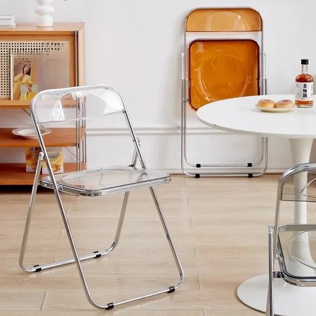 Transparent Chair Acrylic Folding Chair Simple Photo Clothing Store Stool Ins Makeup Dining Chair Home