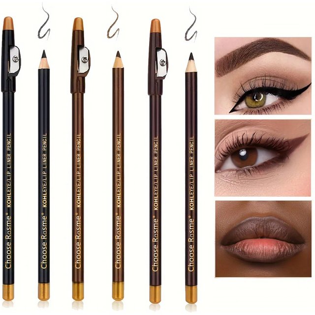 3pcs Eyebrow Pencil Eyeliner lip pencil Natural makeup Long-lasting Black dark coffee light coffee with pencil sharpener