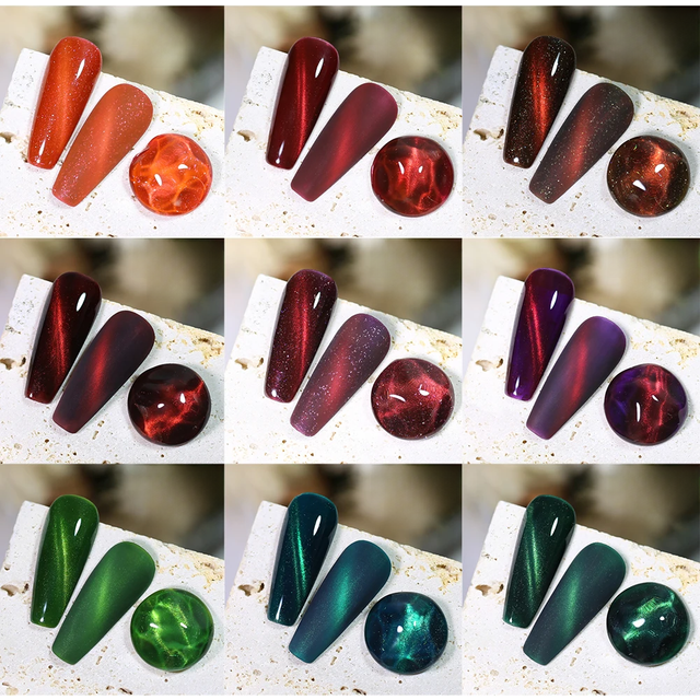 Clou Beaute Red Green Glitter Cat Eye Nail Gel Magnetic Gel Nail Polish Semi Permanent Soak Off UV LED Varnish for Manicure