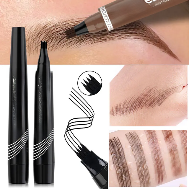 4 Points Eyebrow Pen Long Lasting Liquid Eyebrow Tattoo Pen Cosmetic Waterproof Microblading Eyebrow Pencil