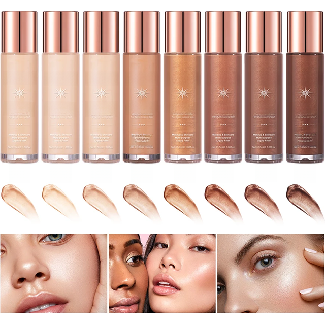 Halo Glow Liquid Filter Liquid Highlighter Face Contouring Pearlescent Makeup Brightener Bronzer Glow Body Face Contour Shimmer