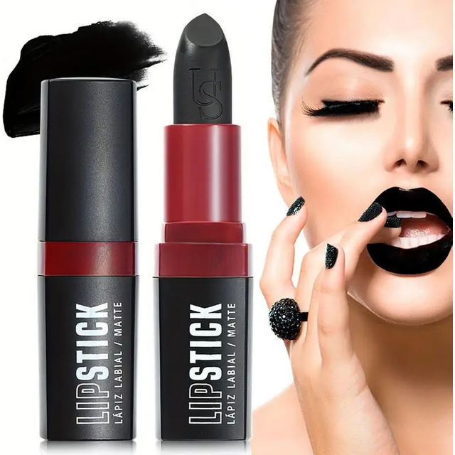 Matte Vampire Black Lipstick Matte Black Lip Stick High Impact Highly Pigmented Velvet Matte Lipstick Retro Dark Purple Lipstick