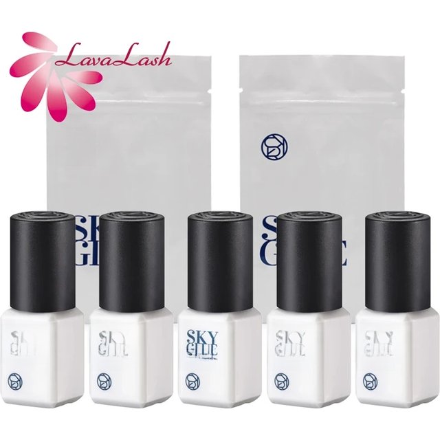 5 Bottles New Sky Glue 5ml Original Korea S Plus Type Black Cap Eyelash Extension Glue 1s Fast Drying Professional Makeup Tools