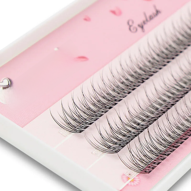 Kimcci 120pcs Premium Mink Individual Dovetail Eyelash Extension Natural 3D Cluster Eyelashes Professional Makeup Flared Lashes