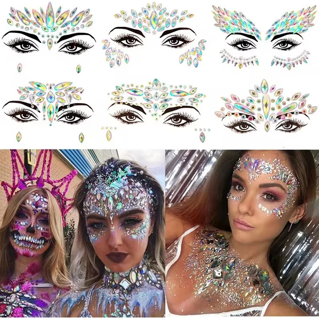 3D Rhinestone Glitter Makeup Jewelry Bright Face stickers for festival Sticker on Face crystals Gems jewels Diamonds Decoration