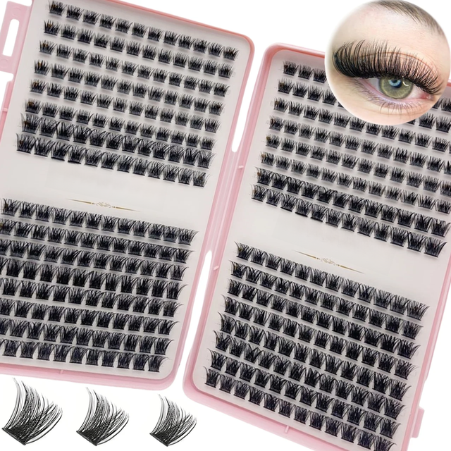 384pcs Individual Lashes Eyelash Book Clusters Extensions False Eyelash DIY at Home Cluster Eyelash Extensions Makeup