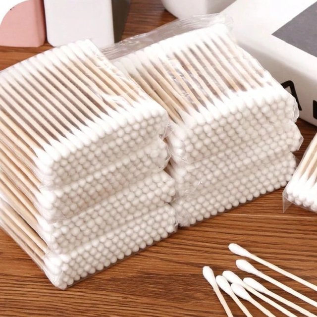 100pcs Dual-Ended Cleaning Swabs ,Strong Wooden Stick, Suitable For Makeup Or Ear Cleaning, Disposable Double-Ended