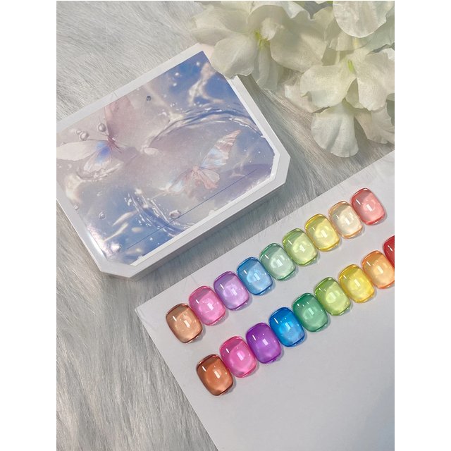 9 colors Spring/Summer Solid nail polish Ice Transparent Jelly Dopamine Glass Candy Rainbow Macaron Color Series Gel Nail Polish