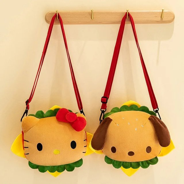 Hello Kitty Burger Bags Cartoon Pochacco Crossbody Bag Fashion Women Sweet Makeup Bag Cute Accessory Girlfriend Gifts