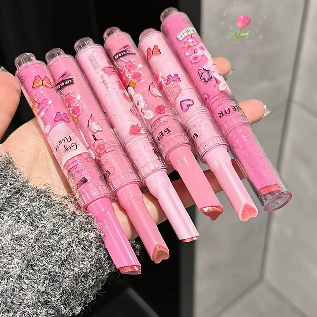 Gege Bear Garden Pink Rabbit Jelly Lip Gloss Solid Lip Glaze Mirror Glass Water Light Heart Shape Lipstick Korean Lip Tint